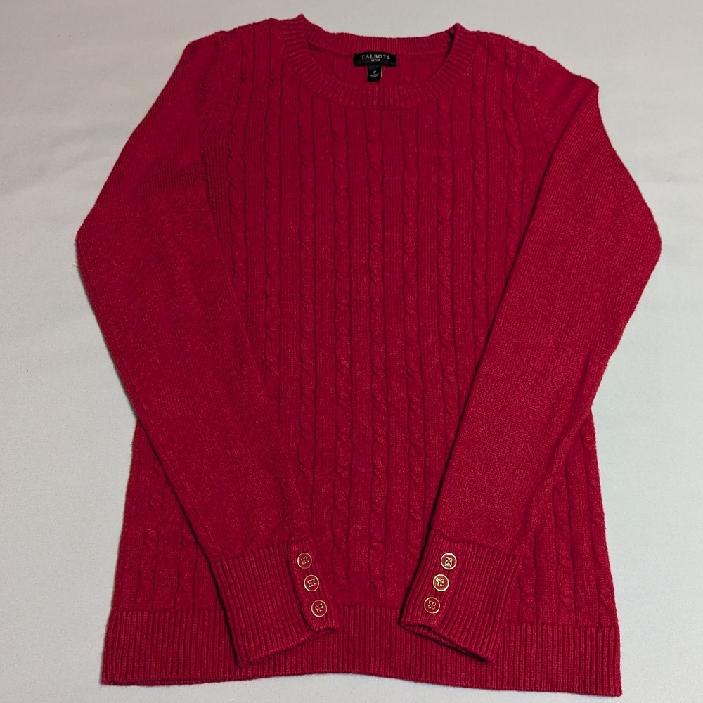 Talbots Red Cable Knit Sweater size P (Petite XS)